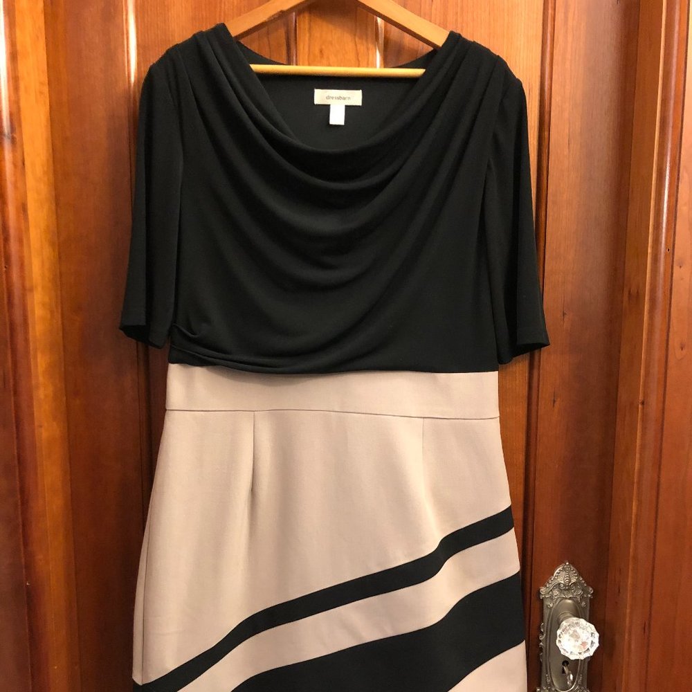 DressBarn Evening Gown Asymmetrical Black/Tan